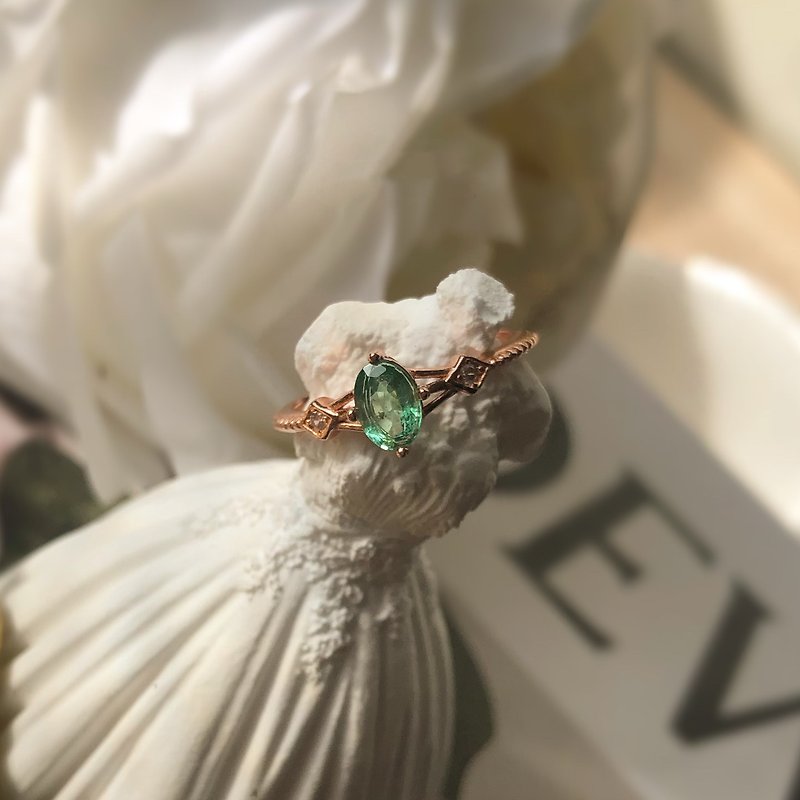 輕珠寶 祖母綠x歐風s925銀戒指 小步舞曲系列 - 戒指 - 純銀 綠色