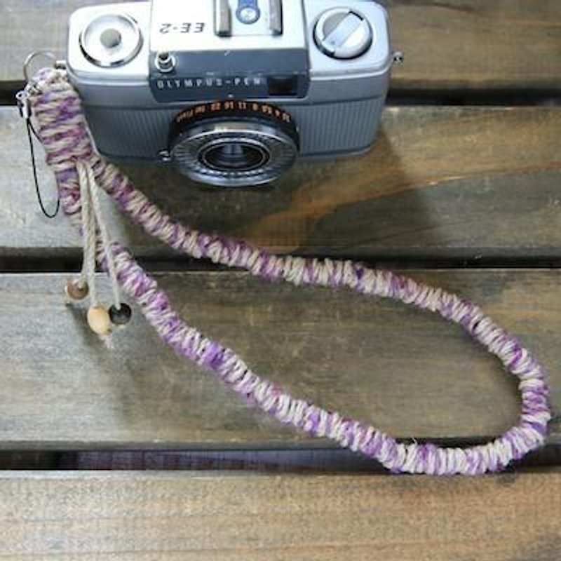 ウール混シルク糸の麻紐ハンドストラップ - 證件套/識別證套 - 棉．麻 紫色