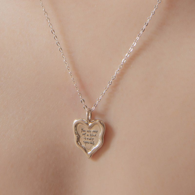 Mirror Heart 不規則心型設計純銀項鍊  / 生日 紀念日 禮物推薦 - 項鍊 - 純銀 銀色