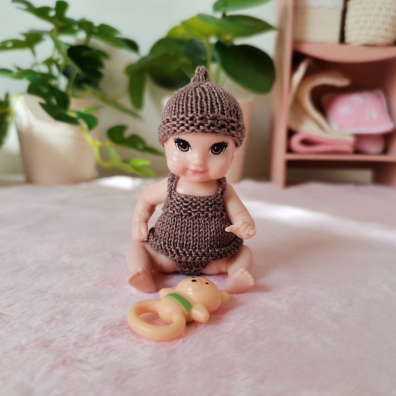 Brown hat, tank top, and panties for Baby Barbie doll - 寶寶/兒童玩具/玩偶 - 棉．麻 咖啡色