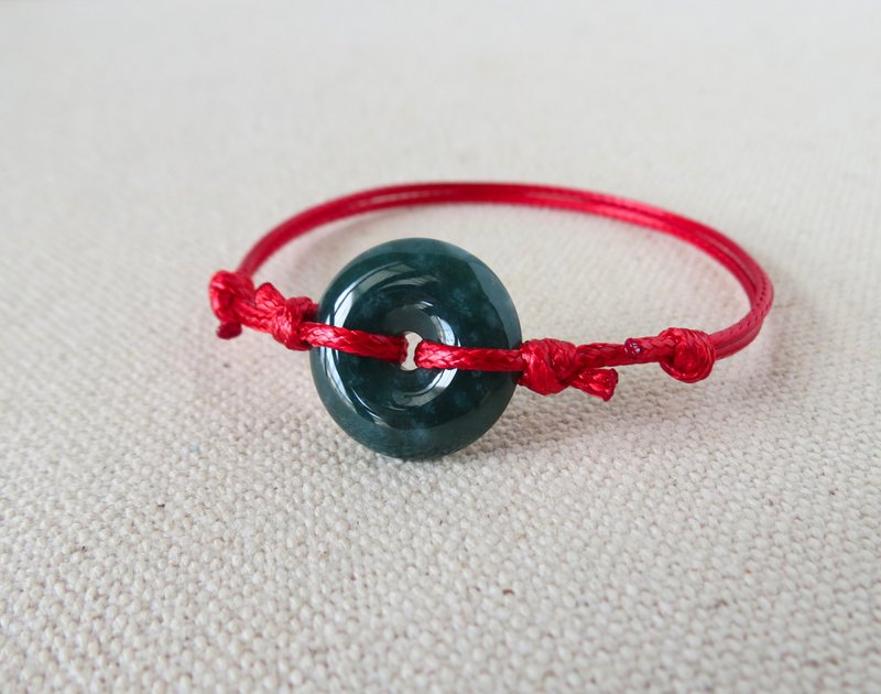 [Peace and good luck] Ping An Jade Korean Wax Thread Bracelet*AA13*Lucky and safe - สร้อยข้อมือ - เครื่องเพชรพลอย หลากหลายสี