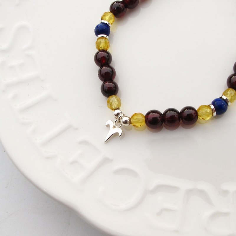 Bigman Taipa [Constellation Lucky Stone Series] Aries × Natural Stone Beads × Handmade Silver Bracelet - สร้อยข้อมือ - เครื่องประดับพลอย สีเหลือง