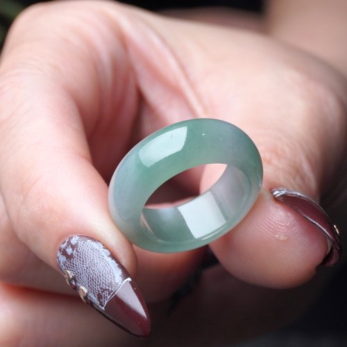 瓔珞珠寶盒 E.L.Jewelry Box 冰飄綠花翡翠戒指戒圈 | 國際12圍 | 天然緬甸玉翡翠A貨 | 送禮