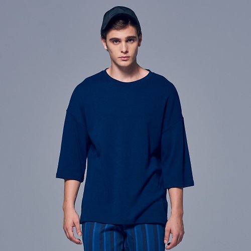 Stone'As Stone'As Oversized 3/4 Sleeve T-Shirt In Blue / 藍 七分 T-shirt