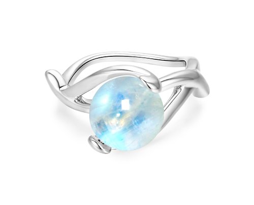 Majade Jewelry Design 月光石純銀戒指 藍白光個性彩虹飾品 質感銀器 六月誕生石純銀戒