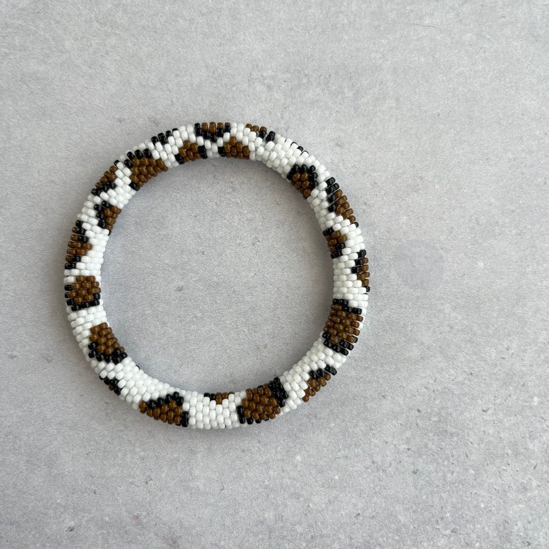 White Leopard Bangle - Bracelets - Glass 