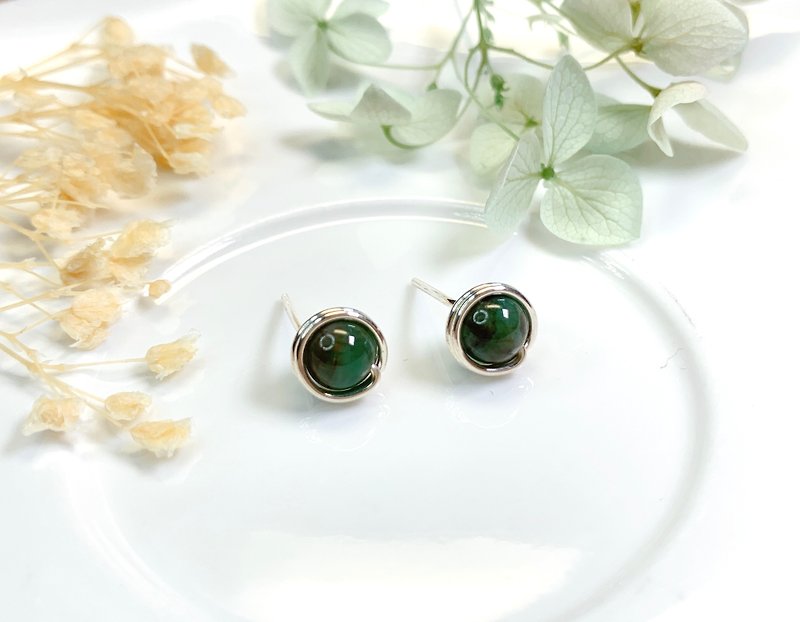 Emerald Stud Earrings | 14K Gold Filled | 925 Silver | Gemstone | May Birthstone - ต่างหู - เครื่องเพชรพลอย สีเขียว