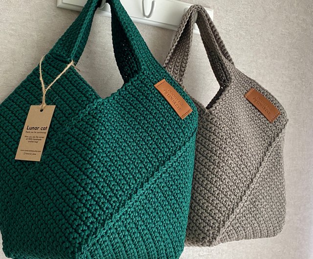 Crochet bag, Green small bag, paper rope bag, small newest purse