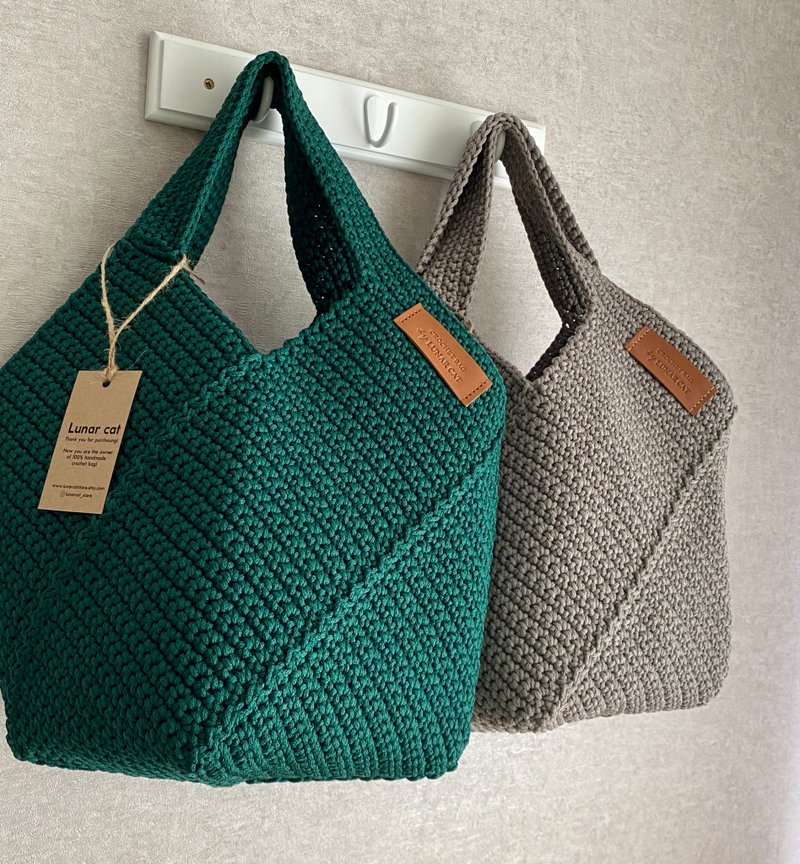 PDF PATTERN Crochet Square Rope Bag, Crochet Tote Bag Pattern - 手工藝教學/工具書 - 其他材質 