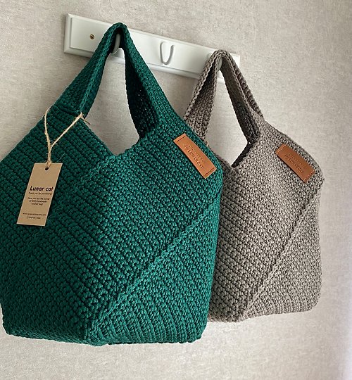 LunarCat PDF PATTERN Crochet Square Rope Bag, Crochet Tote Bag Pattern