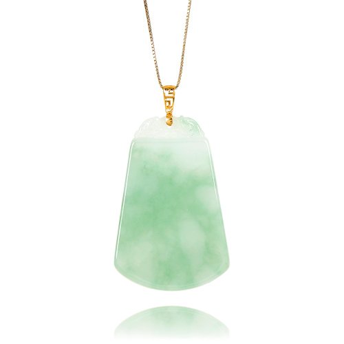正佳珠寶 Gemsrich Jewelry 【正佳珠寶】翡翠 冰種飄綠平安無事牌 天然A貨翡翠吊墜