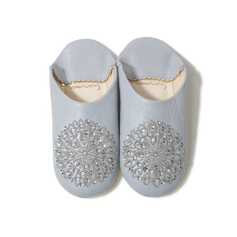 softgray / silver / moroccan Leather babouche Slippers / High quality odourless - Indoor Slippers - Genuine Leather Gray