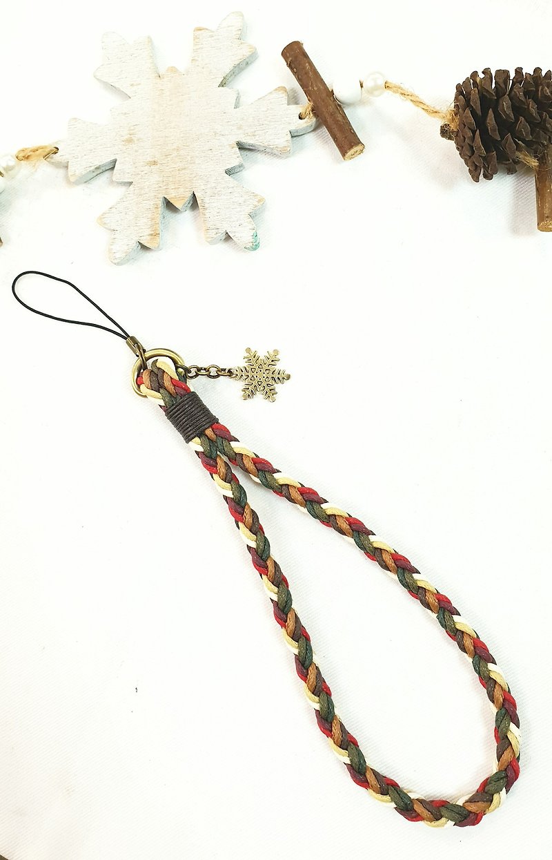 Paris*Le Bonheun. Happiness hand made. Christmas color braided mobile phone rope - Lanyards & Straps - Other Materials Red