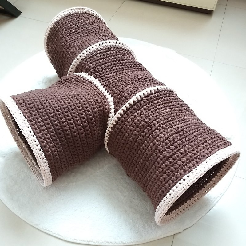 Customized cat tunnel one-word pet tunnel 30cm/60cm/90cm - Pet Toys - Other Man-Made Fibers Brown