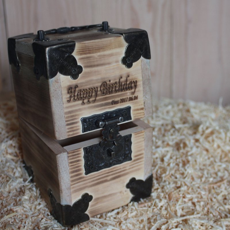 Plus purchase goods-wooden box carbonization + lettering - Lighting - Wood 