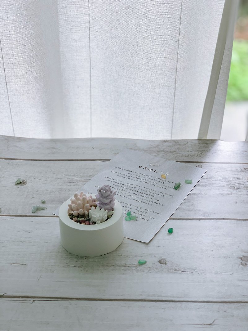 [Ornaments] Fragrance Diffuser Stone-Energy Crystal + Cactus Succulents Potted Plant - Plants - Other Materials 