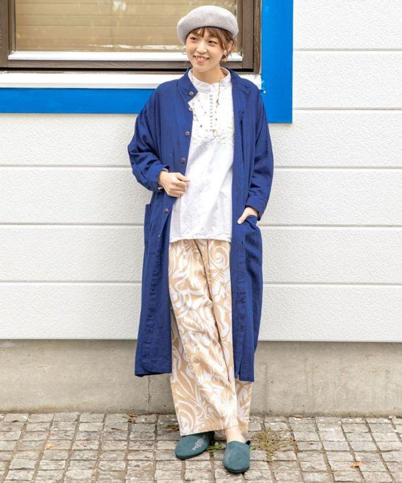 Nepali Cotton Earthy Color Band Collar Oversized Shirt - 洋裝/連身裙 - 其他材質 
