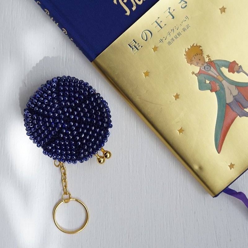 Ba-ba handmade Beads crochet coincase No.1645 - กระเป๋าใส่เหรียญ - วัสดุอื่นๆ สีน้ำเงิน