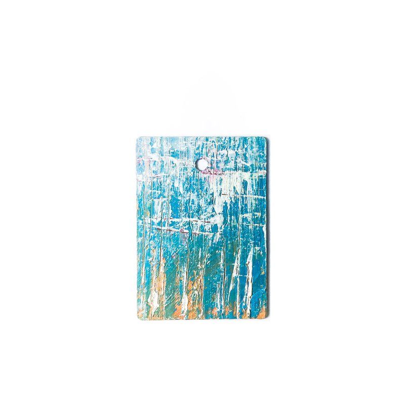 手繪抽象藝術環保木牌吊飾 Abstract Wood Art_Debut - 吊飾 - 環保材質 藍色