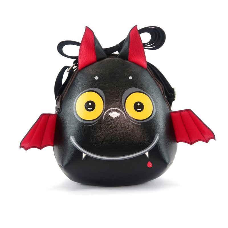 Bat Halloween Crossbody Bag ,Hand-painted Synthetic Leather Sling Bag, Cute bat - 其他 - 人造皮革 黑色