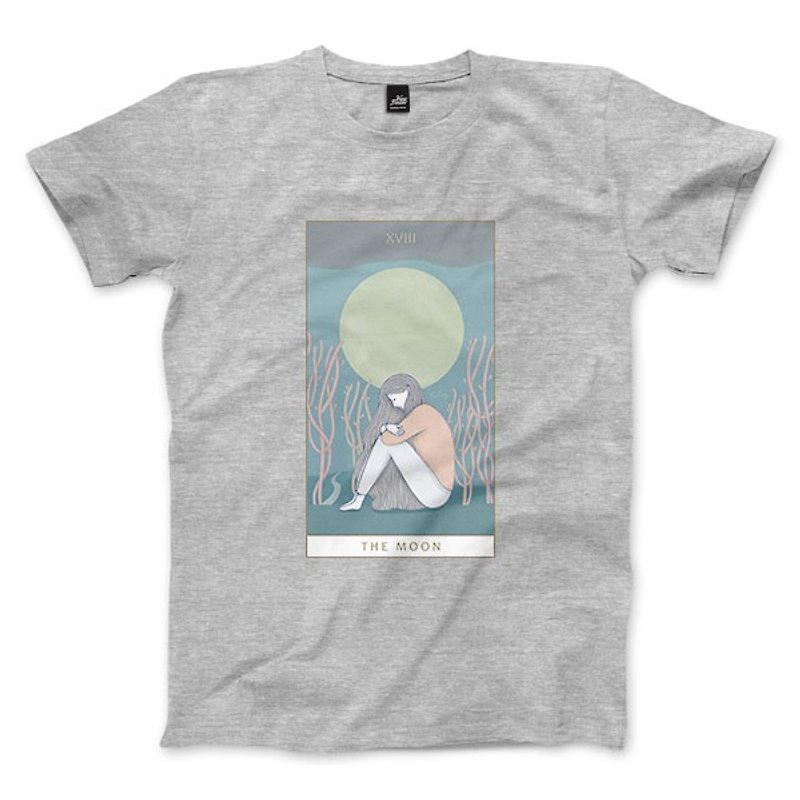 XVIII | The Moon - dark gray Linen- neutral T-shirt - เสื้อยืดผู้ชาย - ผ้าฝ้าย/ผ้าลินิน 