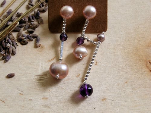 irisjjewellery 春日櫻花系列 925純銀 粉紫色淡水珍珠 耳環
