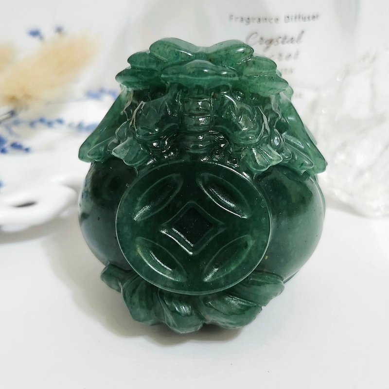 背錢幣綠草莓龍龜/招事業運招財之水晶 - 擺飾/家飾品 - 水晶 綠色