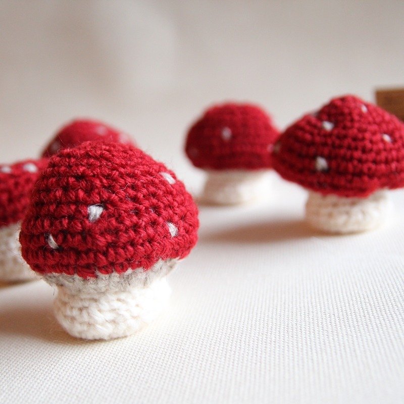 毛線香菇, 斑點小紅菇, 紅色蕈菇 - 裝飾/擺設  - 聚酯纖維 紅色