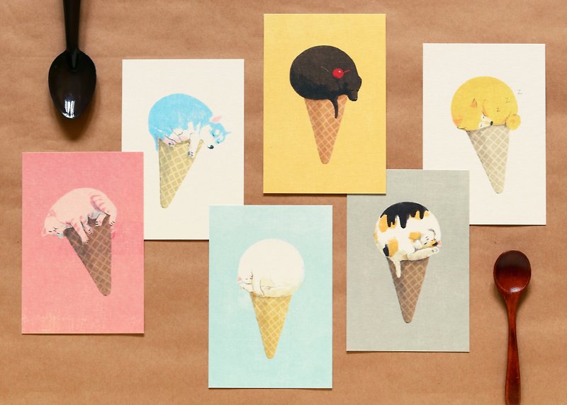 Maohai ice cream postcard set - การ์ด/โปสการ์ด - กระดาษ 