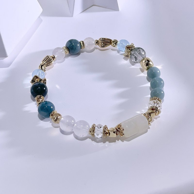 Day Moon | Moonstone | Stone| Blue Water Jade | White Crystal | Crystal Bracelet A2433-2 - Bracelets - Crystal Multicolor