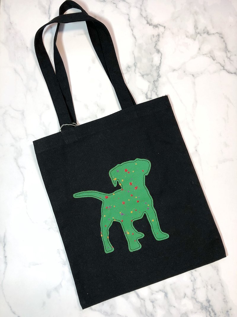 Handmade | Dog Sheepskin Canvas Bag | Shoulder Bag | Backpack - กระเป๋าแมสเซนเจอร์ - หนังแท้ สีดำ
