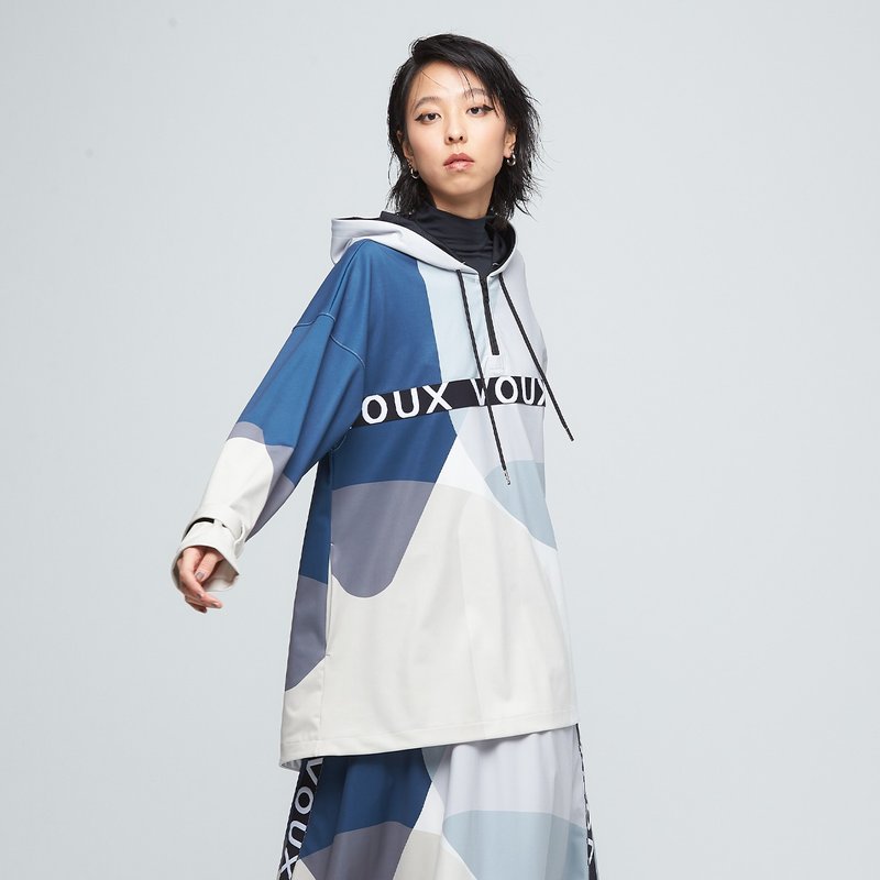 Antibacterial high elastic geometric print hooded top (unisex) - geometric print - เสื้อฮู้ด - เส้นใยสังเคราะห์ หลากหลายสี
