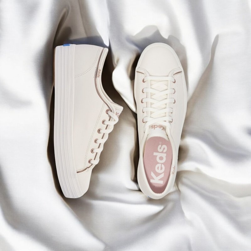 KEDS Triple Kick 皮革滾邊厚底休閒鞋小白鞋 WH68115 - 女休閒鞋/帆布鞋 - 其他材質 