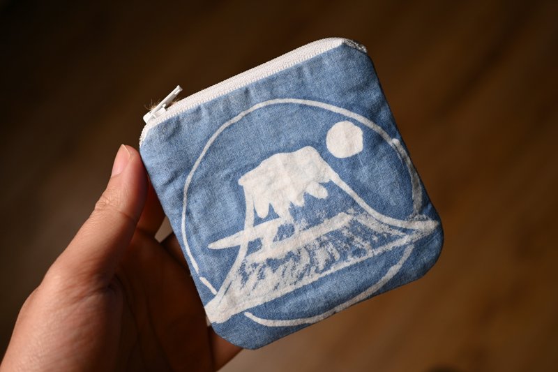 Aizen coin purse/small purse - Coin Purses - Cotton & Hemp Blue