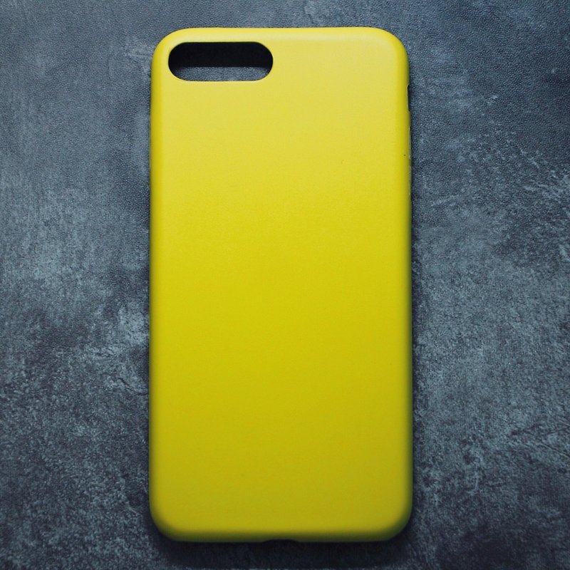 Solid Color Minimalist Leather iPhone Case - Lemon Yellow - เคส/ซองมือถือ - หนังแท้ สีเหลือง