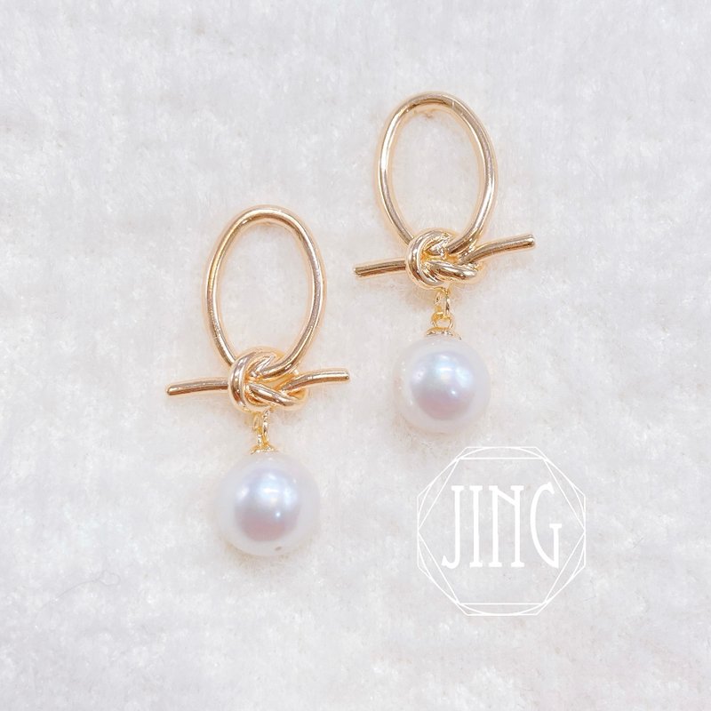 Natural freshwater Akoya pearl design | knotted rope earrings - Earrings & Clip-ons - Pearl 