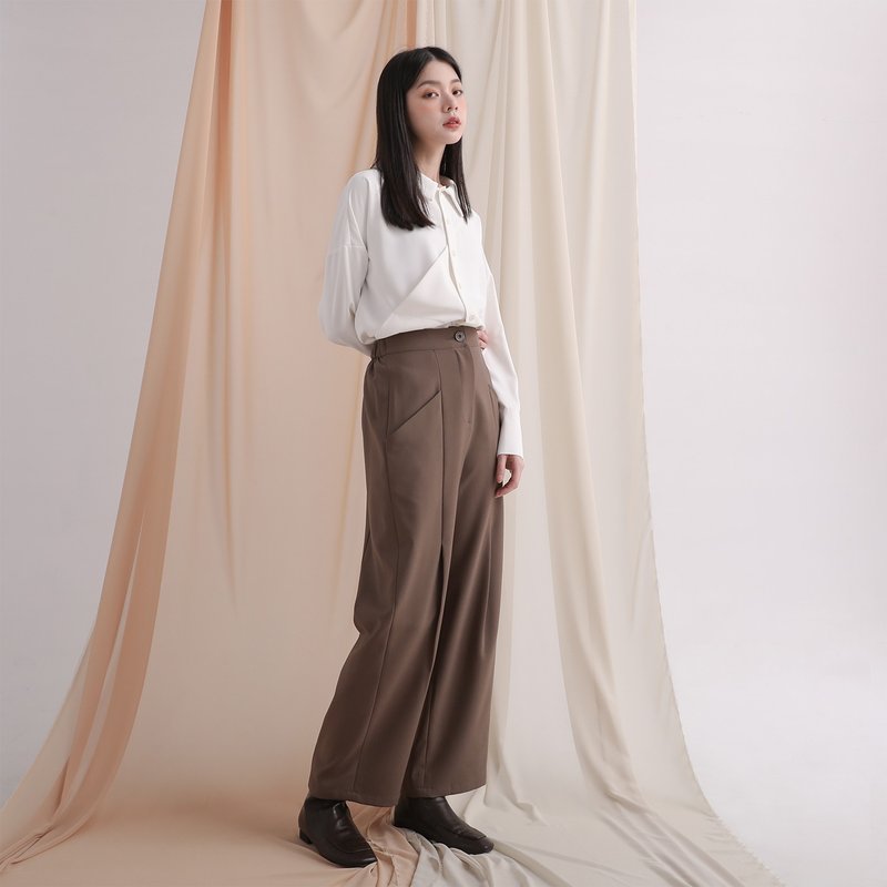 //SUMI x WEARMACAU//Suixing_Accompanying neat suit Brown - กางเกงขายาว - เส้นใยสังเคราะห์ สีนำ้ตาล