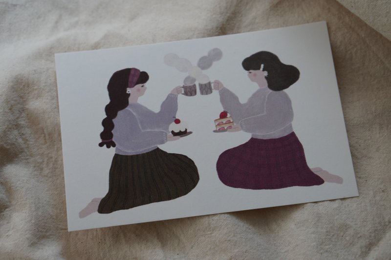 Sisters Afternoon Tea Postcard Card - การ์ด/โปสการ์ด - กระดาษ ขาว