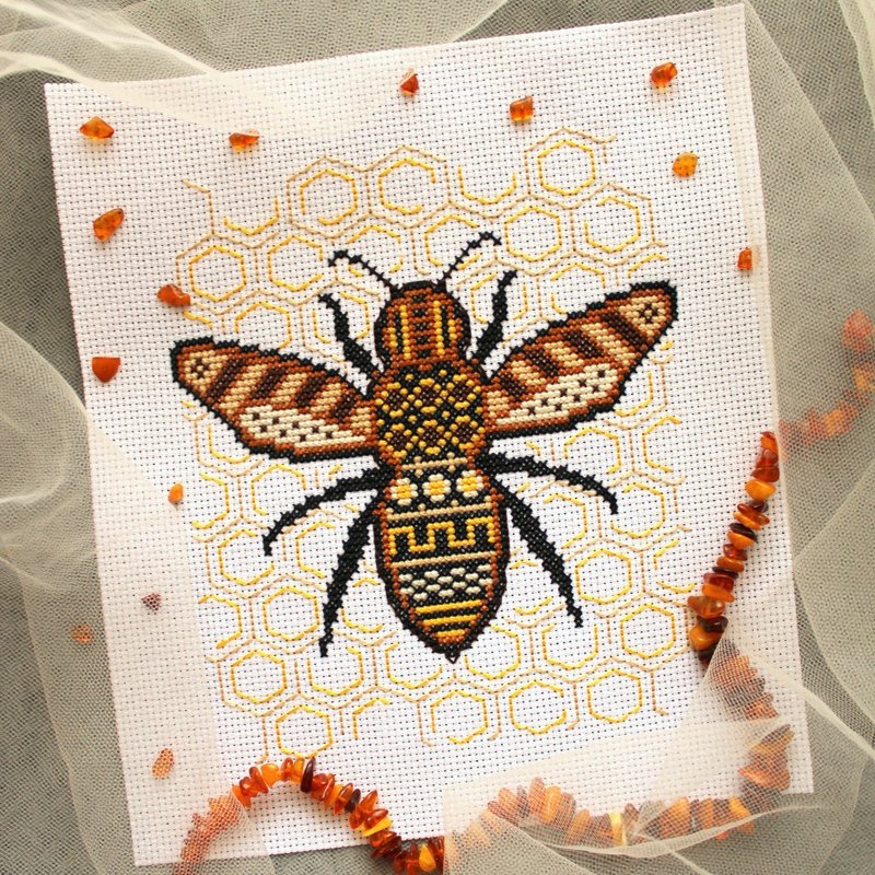 Cross stitch pattern Bee, xstitch chart PDF - 其他數位設計 - 其他材質 