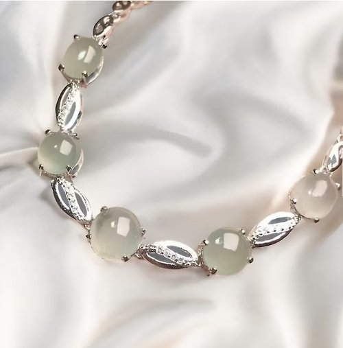 瓔珞珠寶盒 E.L.Jewelry Box 冰種翡翠蛋面手鍊 925純銀鑲嵌 | 天然A貨翡翠 | 送禮