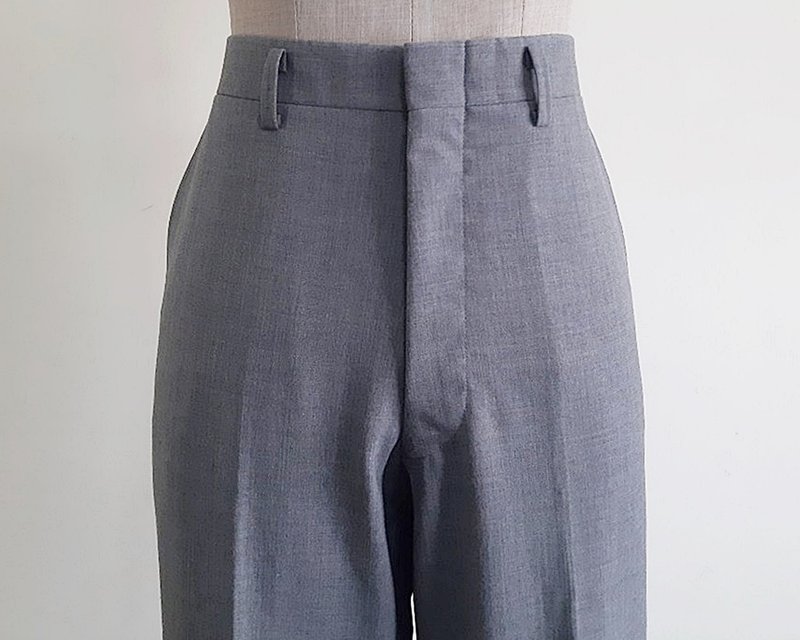 Vintage Gray Straight Leg Pants - กางเกงขายาว - วัสดุอื่นๆ สีเทา