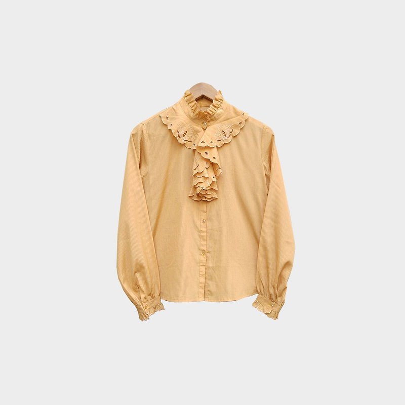 Ancient satin high collar shirt 039 - เสื้อเชิ้ตผู้หญิง - เส้นใยสังเคราะห์ สีเหลือง