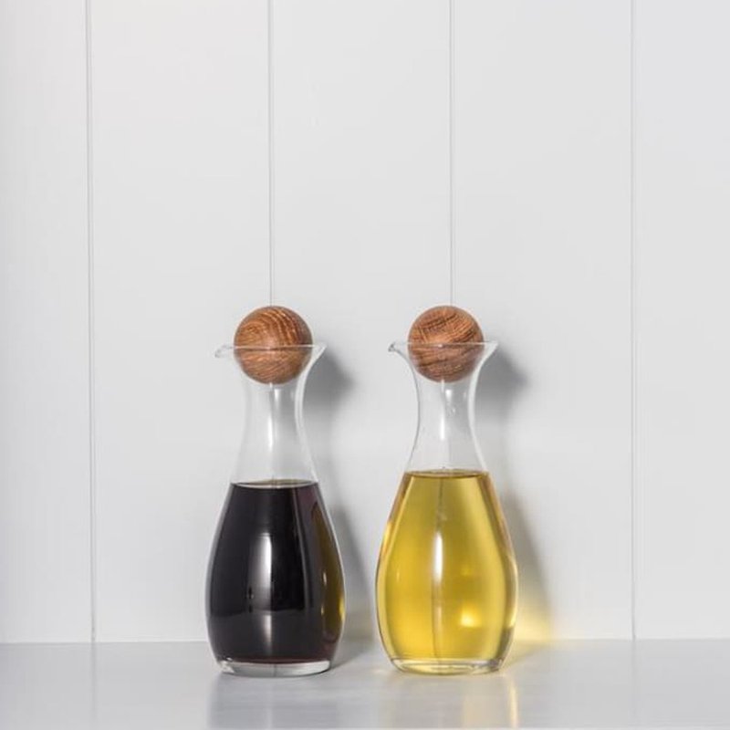 sagaform Nature Oil/vinegar bottles oak stoppers - ขวดใส่เครื่องปรุง - แก้ว 