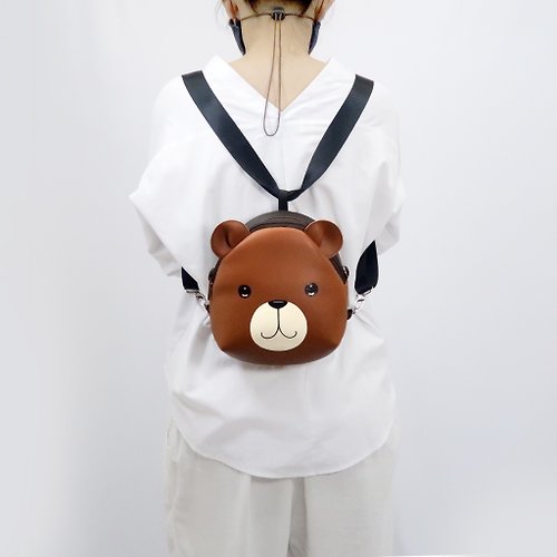 pipo89-dogs-cats Brown bear mini backpack ,Bear crossbody bag,hand painted bag, handmade backpack