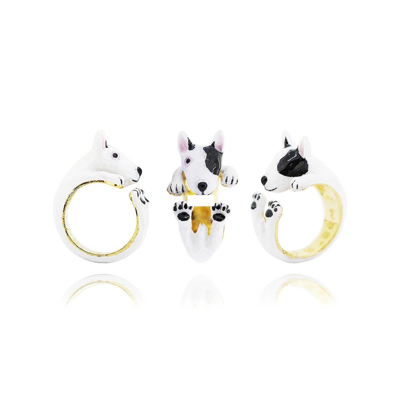 Bull Terrier (black) ring‧Handmade by craftsman‧18K gold and Bronze - แหวนทั่วไป - ทองแดงทองเหลือง 