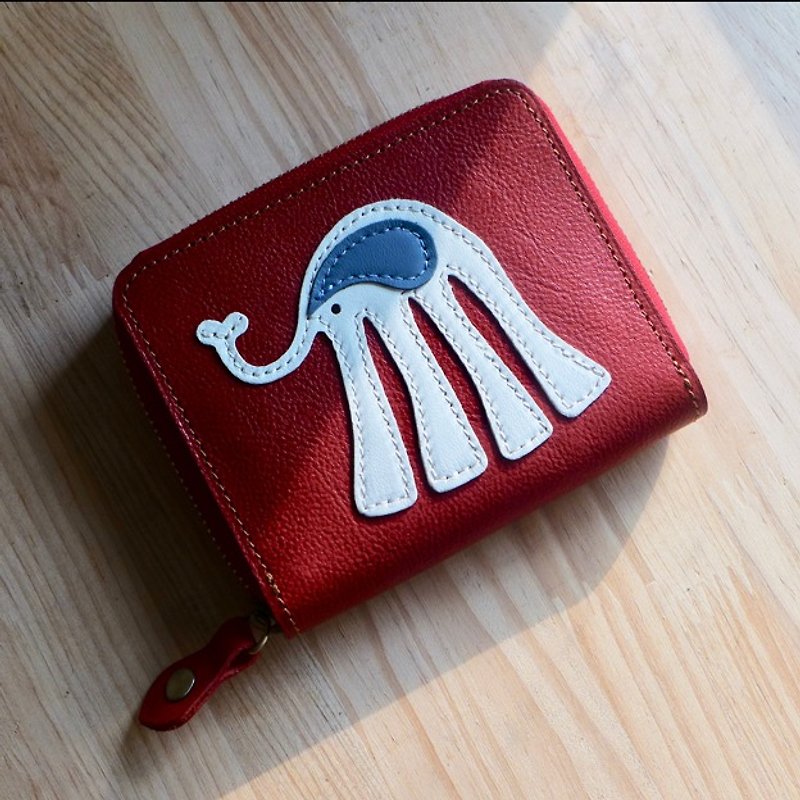 Mo word short clip (Feifei like dusky red leather models) - Wallets - Genuine Leather 