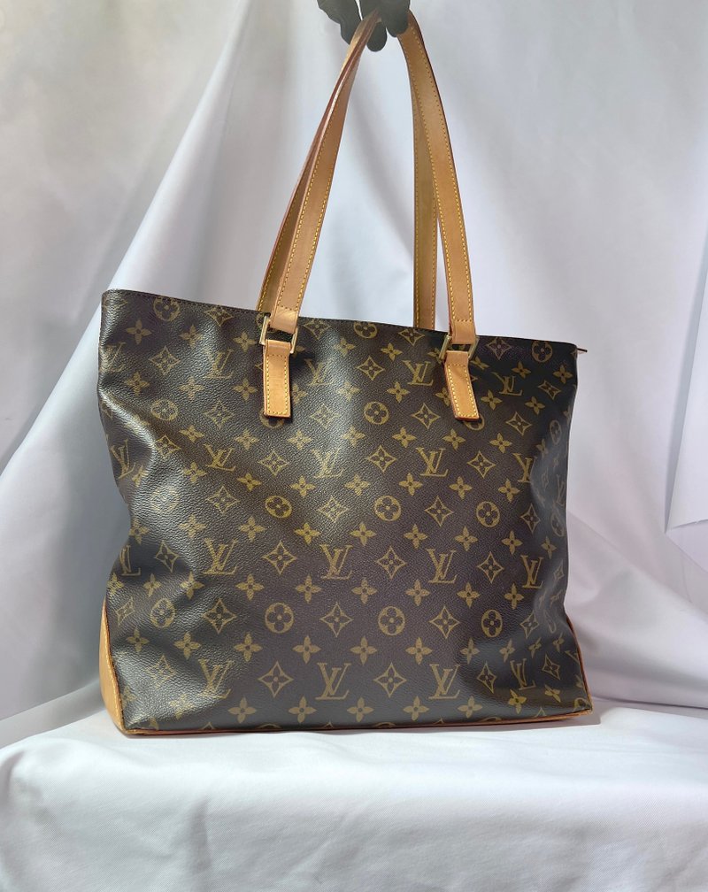 LV Cabas Mezzo Shoulder Tote Bag 手提包 手袋 日本中古vintage - 側背包/斜背包 - 真皮 咖啡色