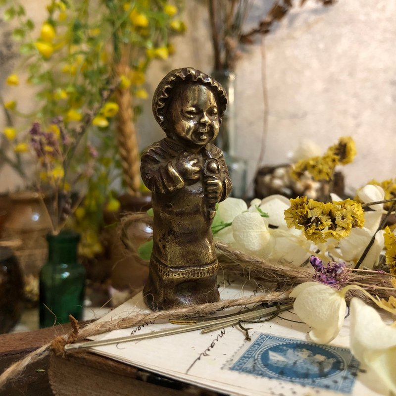 French 19th century baby one-year-old Bronze NS Wax seal - ตราปั๊ม/สแตมป์/หมึก - ทองแดงทองเหลือง สีส้ม