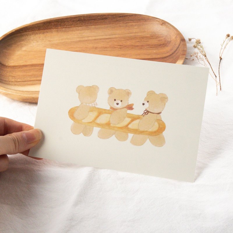 Bear French Bread Postcard - การ์ด/โปสการ์ด - กระดาษ 