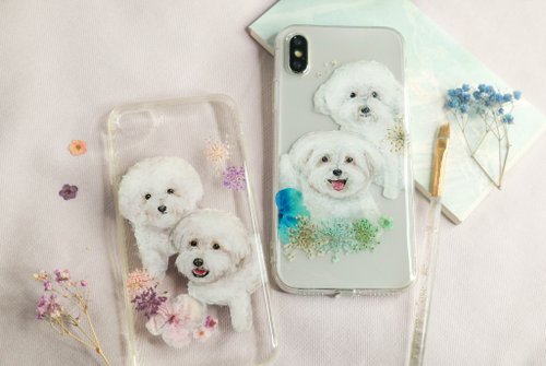 Toffee Studio 客製化手繪寵物押花手機殼 | 狗狗 比熊犬
